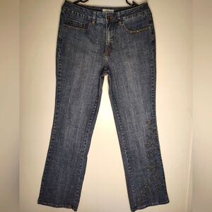 Coldwater Creek women's denim jeans,straight leg,high rise, studs,sz 10,Boho.
